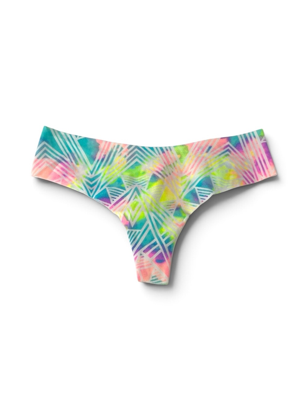PINK Victoria's Secret Neon Geometric Print Thong Panties | XS | NWT